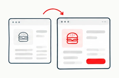 A draft menu item being published to its live version