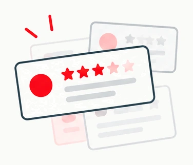 A stack of guest reviews, with one standing out